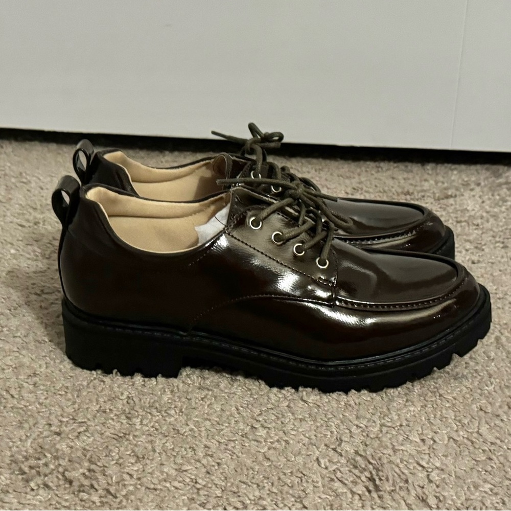 Cool Journee Collection size 6.5 WD chocolate brown lace up loafers new - Picture 4 of 6